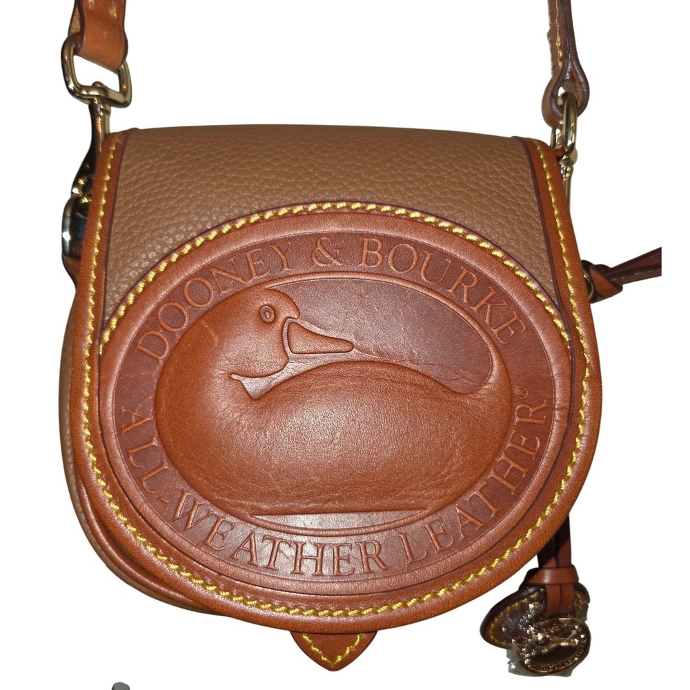 Dooney & Bourke Duck Bag Small Caramel New All Weather Leather Crossbody Q150C